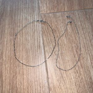 2 silver choker necklaces